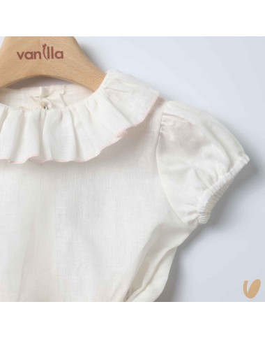 Camicia lino e culotte fiori con fiocco Completo e Pagliaccetto