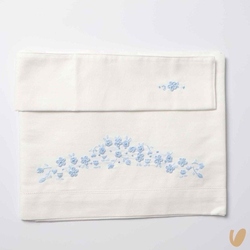Set lenzuolo bouquet di fiori ricamati a mano Coperta e Lenzuola