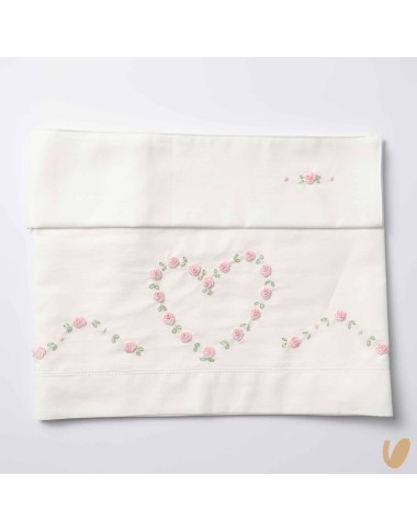 Heart sheet set of roses embroidered by hand