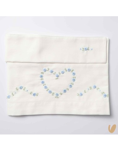 Heart sheet set of roses embroidered by hand