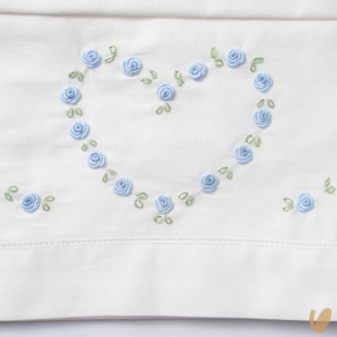 Set lenzuolo cuore di roselline ricamate a mano Coperta e Lenzuola