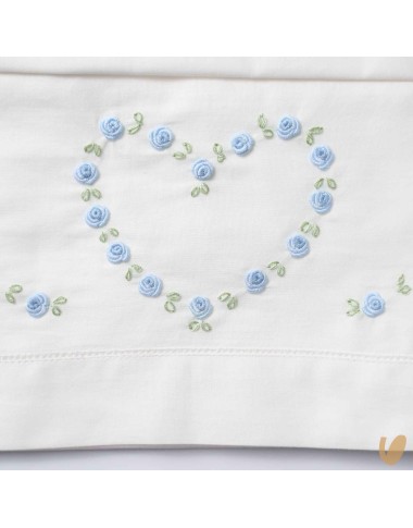 Set lenzuolo cuore di roselline ricamate a mano Coperta e Lenzuola