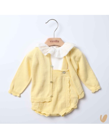 Salopette cardigan e body in cotone organico Completo e Pagliaccetto