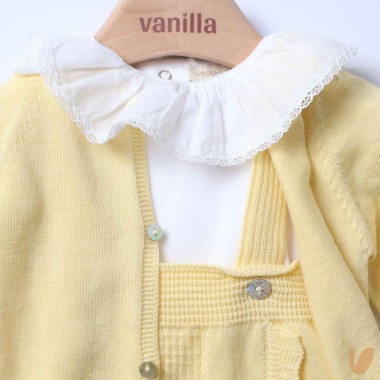 Salopette cardigan e body in cotone organico Completo e Pagliaccetto