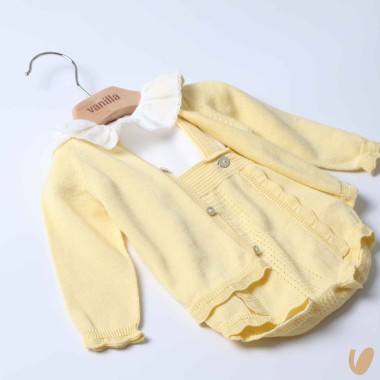Salopette cardigan e body in cotone organico Completo e Pagliaccetto