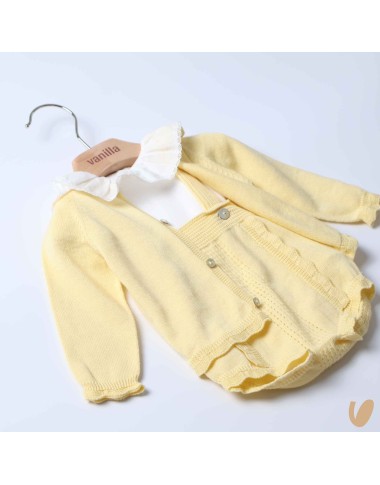 Salopette cardigan e body in cotone organico Completo e Pagliaccetto