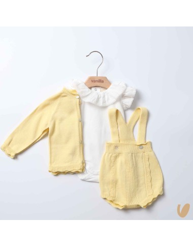Organic cotton cardigan and body dungarees