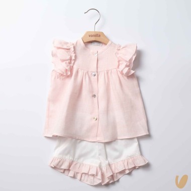 Completo Blusa in puro lino e short Completo e Pagliaccetto