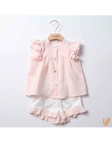 Completo Blusa in puro lino e short Completo e Pagliaccetto