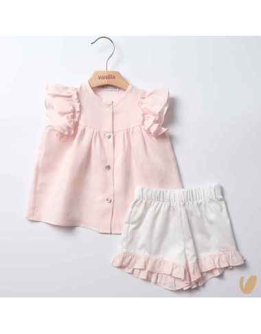 Completo Blusa in puro lino e short Completo e Pagliaccetto