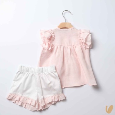 Completo Blusa in puro lino e short Completo e Pagliaccetto