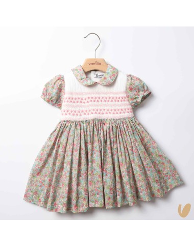 Embroidered smock dot dress