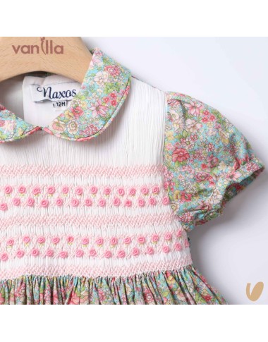 Embroidered smock dot dress