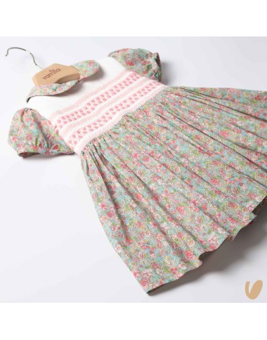 Embroidered smock dot dress