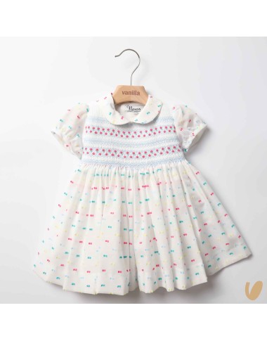 Plumetis dress embroidered smock point