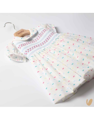 Plumetis dress embroidered smock point