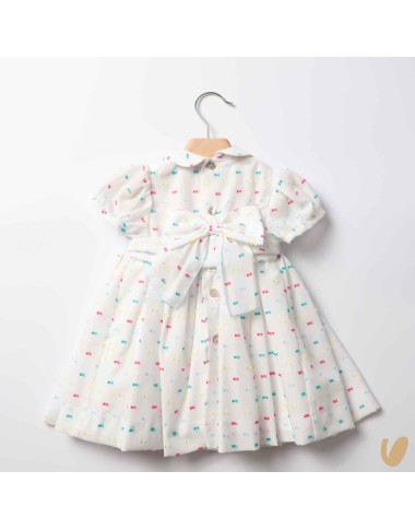 Plumetis dress embroidered smock point