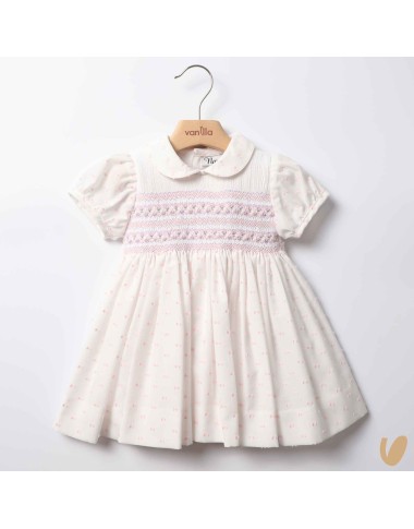 Plumetis dress embroidered smock point