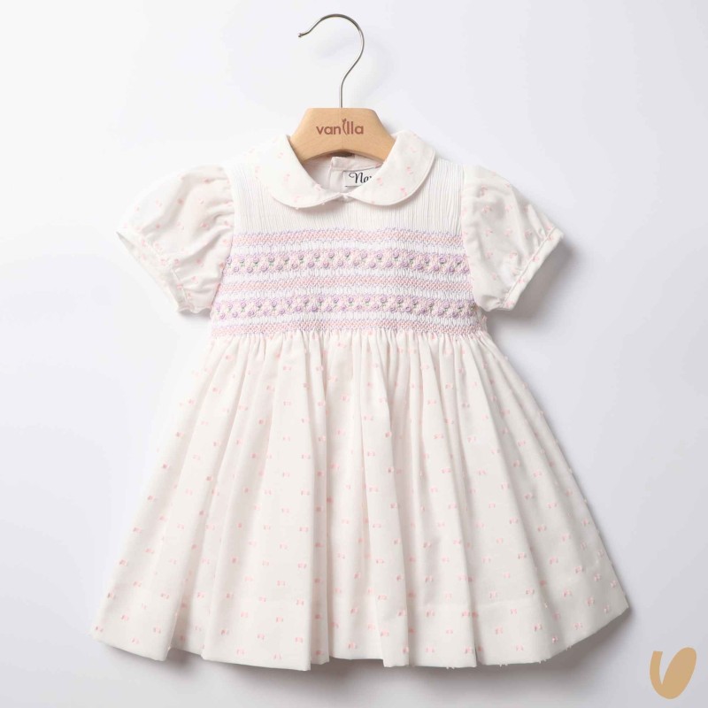 Abito plumetis punto smock ricamato Abito e Tute