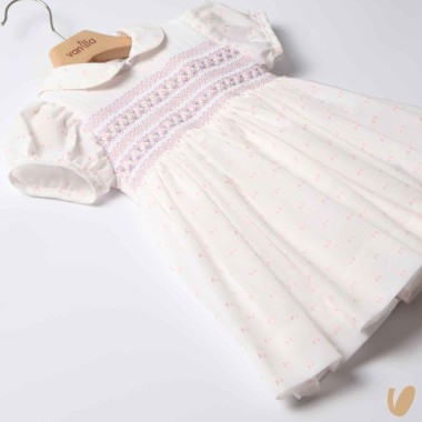 Abito plumetis punto smock ricamato Abito e Tute