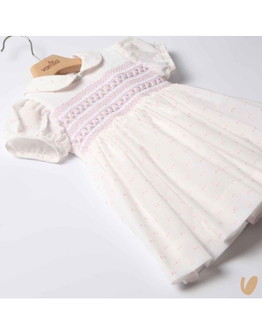 Plumetis dress embroidered smock point