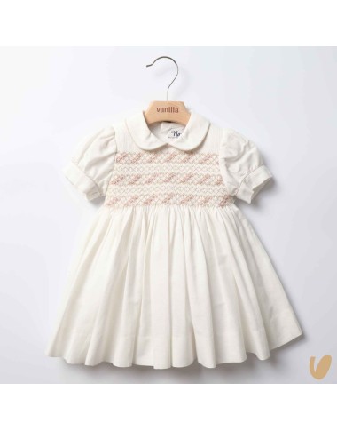 Embroidered smock dot dress