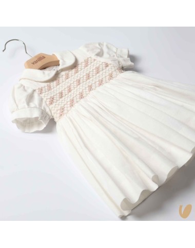 Embroidered smock dot dress