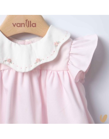 Hand embroidered piqué romper