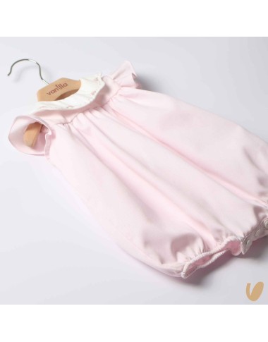 Hand embroidered piqué romper