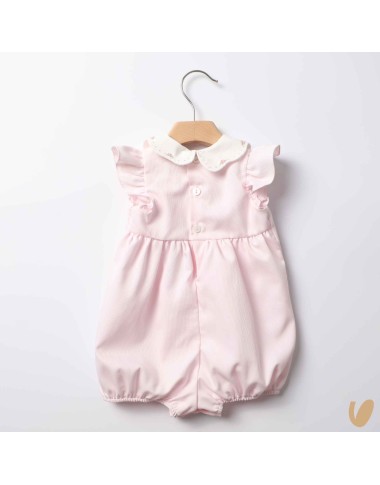 Hand embroidered piqué romper