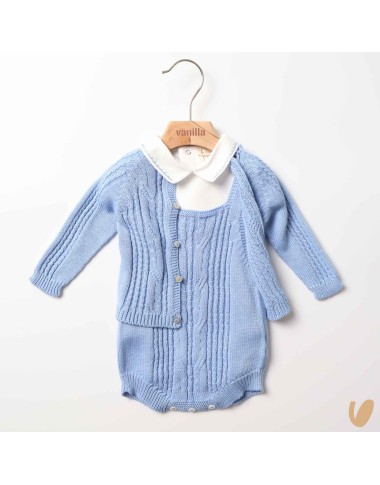 Complete dungarees and cardigan organic cotton wire