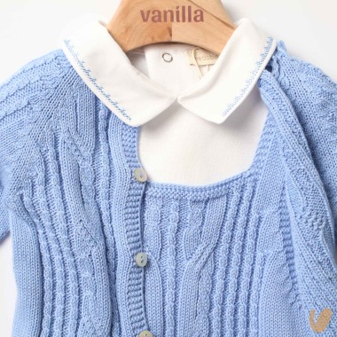 Completo salopette e cardigan filo di cotone organico Completo e Pagliaccetto