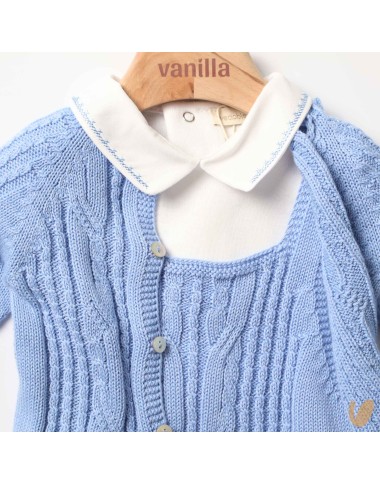 Complete dungarees and cardigan organic cotton wire