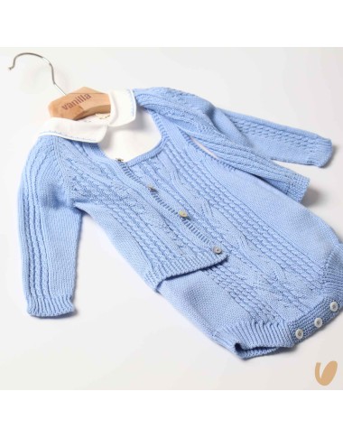 Complete dungarees and cardigan organic cotton wire