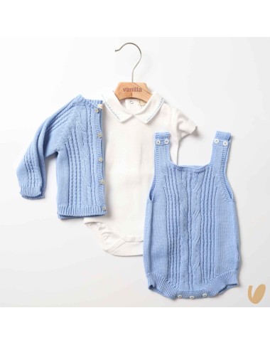 Complete dungarees and cardigan organic cotton wire