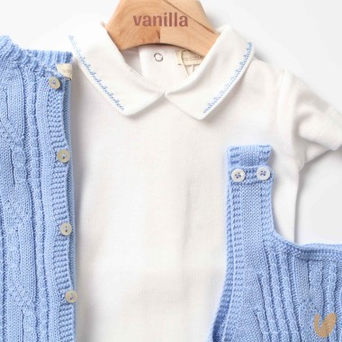 Completo salopette e cardigan filo di cotone organico Completo e Pagliaccetto