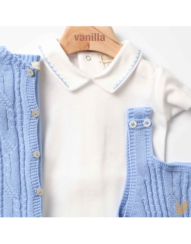 Complete dungarees and cardigan organic cotton wire