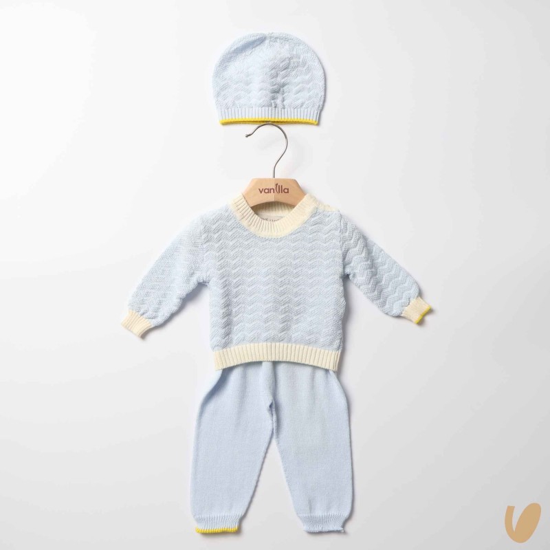 Completo nascita onde in filo di cotone Set Nascita e Uscita Clinica