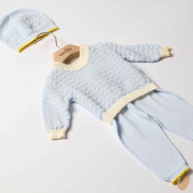 Completo nascita onde in filo di cotone Set Nascita e Uscita Clinica