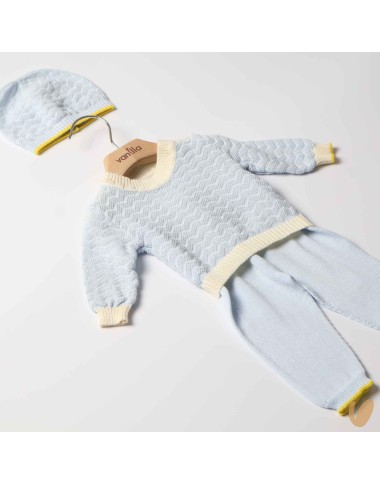 Completo nascita onde in filo di cotone Set Nascita e Uscita Clinica