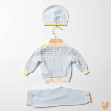 Completo nascita onde in filo di cotone Set Nascita e Uscita Clinica