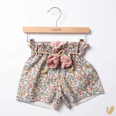 Short fiori con cintura Gonna e Shorts