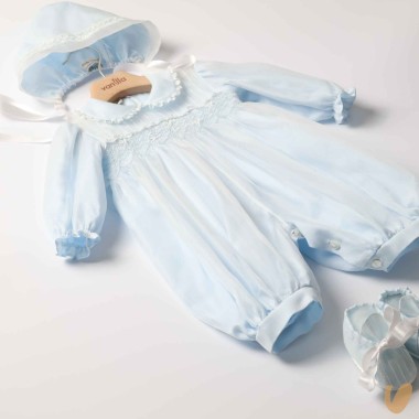 Completo battesimo in organza di seta Battesimo