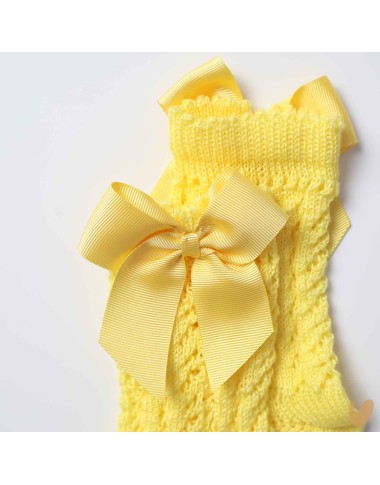 Long perforated socks with gros-grein bow
