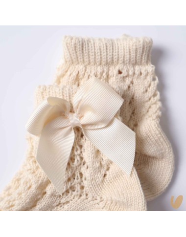 Short perforated sock with Gros Grein bow