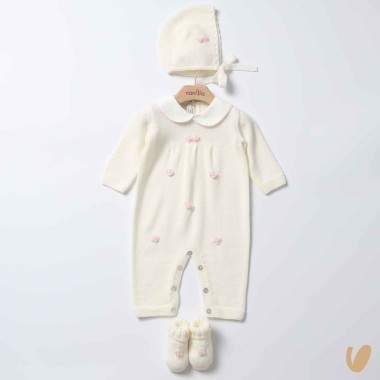 Set Nascita in Pura Lana Merino con Fiori di Loto Set Nascita e Uscita Clinica
