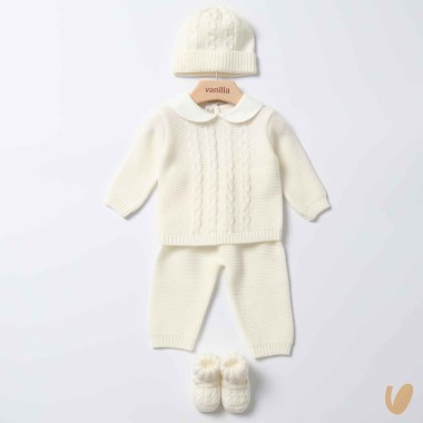 Completo nascita lana trecce Set Nascita e Uscita Clinica
