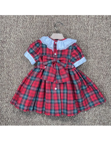 Abito natalizio ricamo punto smock Bimba 2/8 anni