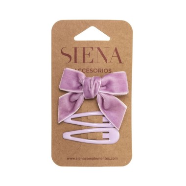 Set 3 Mollettine Fiocco Velluto Mollette e Fermagli