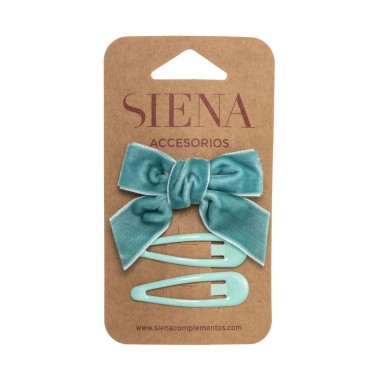 Set 3 Mollettine Fiocco Velluto Mollette e Fermagli